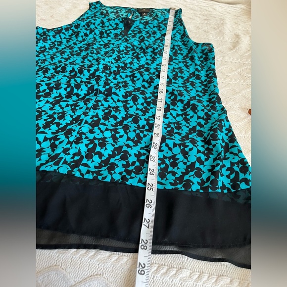 Worthington Turquoise & Black Patterned Sleeveless Blouse Women’s Size Medium - Picture 14 of 14